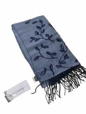 Двусторонний шарф с бахромой Dennis Basso один размер серый синий цветочный узор Италия - Изображение 1 из 4