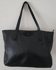 Fossil 1954 Black Leather Tote Shoulder Bag Classic Zip Close Preloved - Picture 1 of 10
