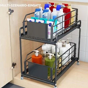 Küchenschrank Organizer 2 Etagen Unter Waschbecken Regal Spülschrank Organizer - Bild 1 von 11