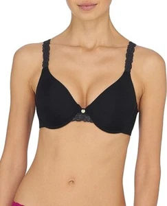 Natori Pure Luxe Bra Women's 38D Black Stretch Lace Seamless Underwired JDM1719 - Picture 1 of 12