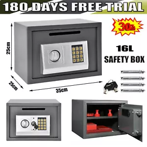 DIGITAL STEEL SAFE 16L ELECTRONIC SECURITY HOME OFFICE MONEY CASH SAFETY BOX KEY - Picture 1 of 8