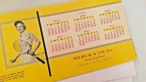 1953 Merck & Co. Drug Advertising Calendar + Ink Blotter - Urinary UTI Relief - Picture 1 of 10