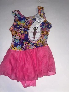 Jacques Moret Leotard Bodysuit DressSkirt Tank Skirtall Girl Multi Boxy Flowers - Picture 1 of 3