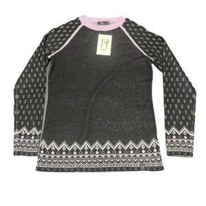 NUEVO Suéter Neve Ellie Cuello Redondo Mezcla Lana Merino Negro Púrpura Pequeño Exterior M - Imagen 1 de 7