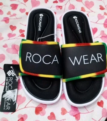 NEW ROCAWEAR REGGAE JAMICA COLOR SLIDE SLIDES SANDALS KIDS YOUTH US SIZE 4 Y - Изображение 1 из 3