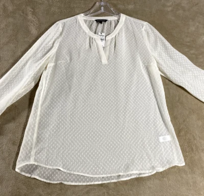 Express blouse Women's Large Ivory Sheer  Tunic Blouse Long Sleeve NEW - Image 1 of 4