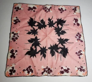 Pañuelo Boho Vintage MCM Rosa Negro Blanco Floral Floral Algodón - Imagen 1 de 3