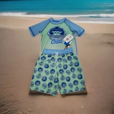 Star Wars 4T boys  Mandalorian Toddler Swim Trunks and Rashguard Set new tags  - Image 1 of 4