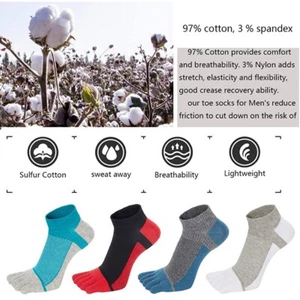 5 Pairs Men's Toe Socks Breathable 5 Fingers Socks Low Cut Running Socks - Imagen 1 de 7