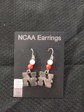 Nebraska Cornhuskers Ncaa Licensed Dangle Earrings Metal Red White QTY AVAILABLE Cover
