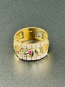 14K Yellow Gold Tri Color Men’s Good Luck/lucky Ring Size 7 Weight 5.7 Grams - Picture 1 of 20