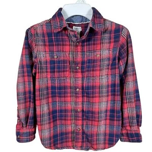 Carter's Red Plaid Button Up Flannel Shirt Boys Size 7 - Picture 1 of 9