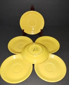 Set of 6 - Vintage Homer Laughlin Yellow Genuine Fiestaware 6" Saucer Plates  - Picture 1 of 7