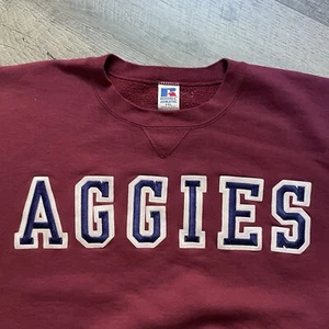 Vintage 90s Texas A&M University Aggies Maroon Made In USA 2XL Russell Sweater - Picture 1 of 8