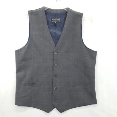Jos A Bank Traveler Vest Waistcoat Men 41R Blue Gray Paisley Wool Pockets V-Neck - Image 1 of 4