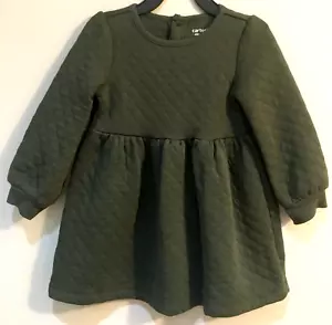 Carter’s Girls Quilted Dress Sage Green Gathered Skirt Size 2T Length 19" Cute - Picture 1 of 8