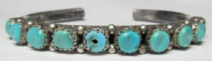 Native American Zuni Carved Cerrillos Turquoise Sterling Silver Bracelet Cuff - Picture 1 of 24