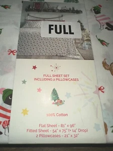 Cath Kidston London 4pc Full Puppy Love Pink Christmas Sheet Set Percale - NEW - Picture 1 of 5