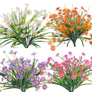 Artificial Plastic Flowers Fake Plants UV Resistant Garden Decor In/Outdoor - Picture 1 of 16