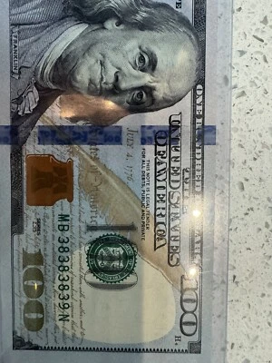 2013 $100 Fancy Serial Number Trinary Repeater # 38383839. RARE! GEM - Image 1 of 2