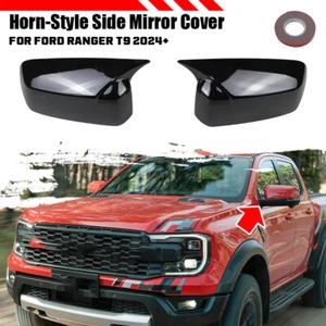 Paar Schwarz Spiegelkappen Außenspiegel Abdeckungen Für Ford Ranger T9 2024+ - Afbeelding 1 van 3