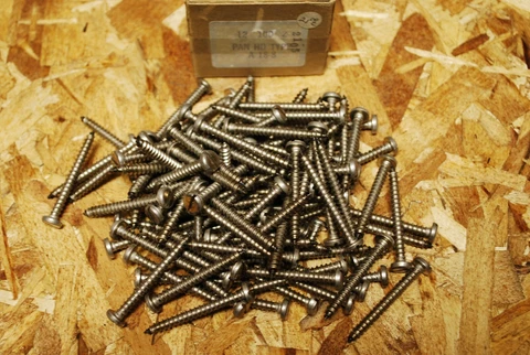 Qty (97) #12 x 2" Pan Head 18-8 SS Sheet Metal Screws Type A NOS w Box #bs36 Cover
