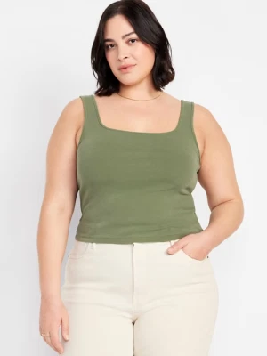Camiseta sin mangas Old Navy ultra corta para mujer talla XXL color oliva acanalada nueva Foto 1 de 2