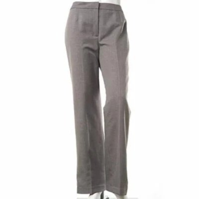 Pantalones de vestir Kasper para mujer talla 18 a medida gris jaspeado pierna recta tiro alto Foto 1 de 4