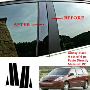 🔥6pcs For Toyota Sienna 2002-2009 Black Pillar Posts Door Window Trim Cover Kit - Picture 1 of 18