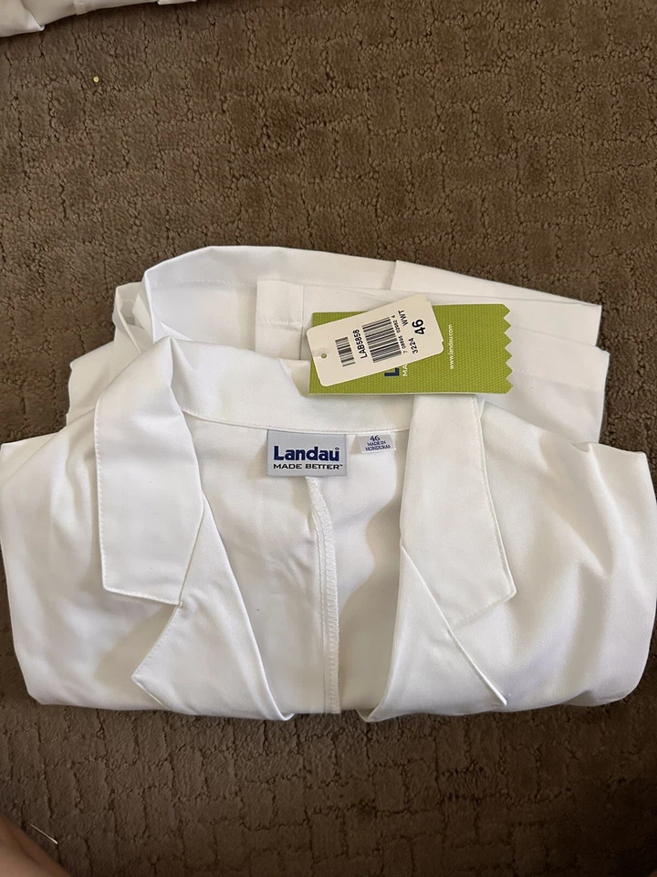 Landau Unisex Mid-Length White Lab Coat- Size 46 - Image 1 of 1
