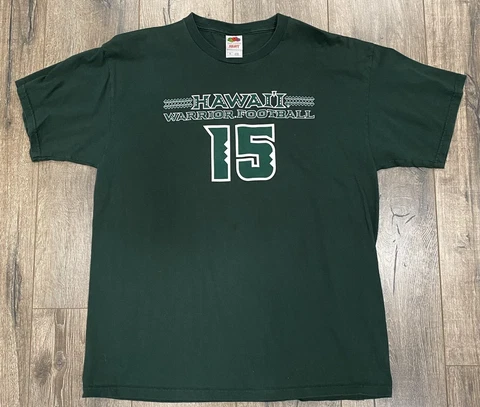 Hawaii Rainbow Warriors Football NCAA Colt Brennan #15 Green XL Shirt Cover