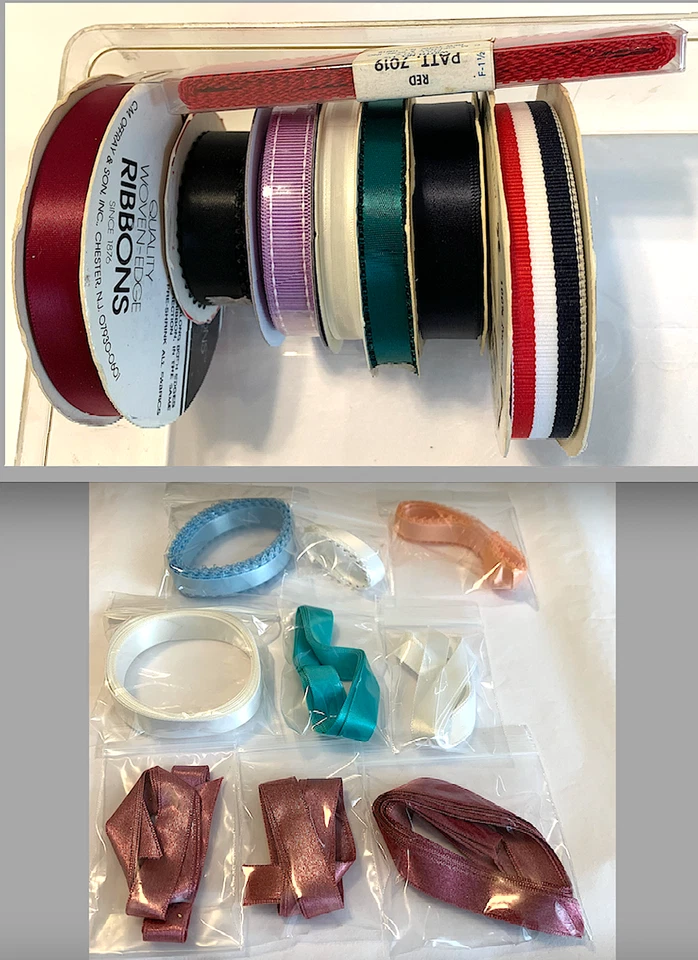 14 COLORS Stash of Ribbon:  60 yards 1/8" and 1/4" Picot-Edge Satin & Grosgrain - Image 1 of 1