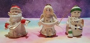 Set of 3 Lenox Festive Friends Ornaments Porcelain Santa Angel Snowman - Picture 1 of 20