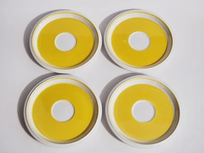 MCM Mikasa Light n Lively D5350 Yellow White Saucers Set of 4 - Image 1 of 4