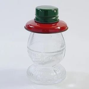T.H. STOUGH Glass Lantern Corn Starch Corn Syrup Bottle Red & Green Lid Vintage - Picture 1 of 4