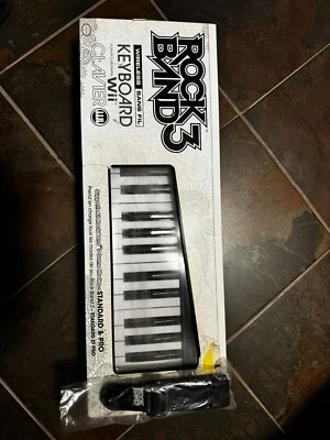 Nintedo Wii Rock Band 3 Wireless Keyboard w/ Dongle + Strap, NO Game - Image 1 of 2