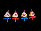 Vintage Menge 4 Clownköpfe Kuchen Cupcake Topper Dekorationen gruselig Halloween 