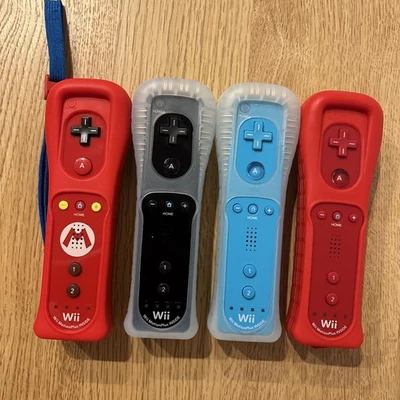 Nintendo Wii Motion Plus Lot 4 SET Mario Red Black Blue Controller Tested Japan - Image 1 of 4