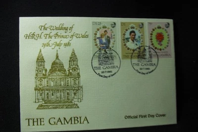1981 FDC Gambia "La boda de SAR el Príncipe de Gales" sin dirección Foto 1 de 4