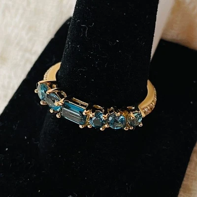 London Blue Topaz Yellow Gold Plated Sterling Silver Ring, Size 8 - NWT - Image 1 of 4