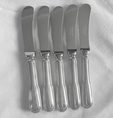 "Juego de 5 cuchillos esparcidores de mantequilla Christofle France Shinon plateados 6 1/2""" Foto 1 de 4