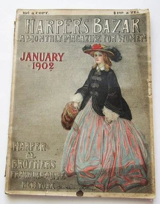 Harpers Bazaar Magazine 1902 January Fashion Good Condition 1900s Vintage Womens - Imagem 1 de 3