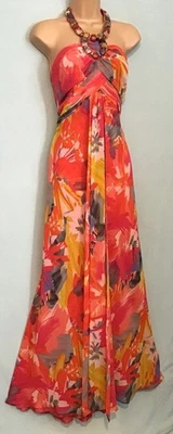 DEBUT (18) Multicoloured Beaded Halterneck Evening Dress - Image 1 of 4