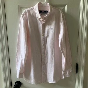 Vineyard Vines Boys Pink Stripe Long Sleeve Button Up Whale Shirt Sz Med (12-14) - Picture 1 of 7