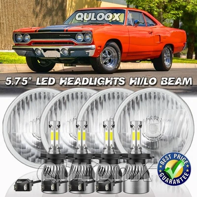 4PCS 5.75" Round LED Headlights Hi/Lo Beam for Plymouth Road Runner 1968-1974 US - Изображение 1 из 4