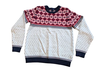 Janie and Jack Sweater Red White Blue Nordic Icelandic Style Boys Youth 14 - Image 1 of 4