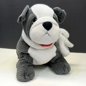 Mini Cooper Mascot Bulldog Gray/White Corduroy Plush Stuffy Stuffed Animal Puppy - Picture 1 of 9