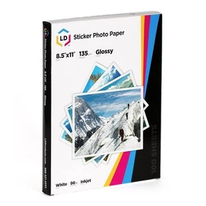 Products Glossy Inkjet Photo Sticker Paper (8.5X11) 100 Sheet Bulk Pack - Hig... - Picture 1 of 8