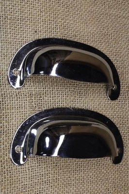 2 Bin выдвижной ящик тянет дверные ручки винтажный тяжелый блестящий хром 3 5/8» новый запас США - Изображение 1 из 4