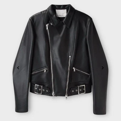 3.1 PHILLIP LIM Motorcycle Jacket US 0 AU/UK 4 US$1595 Classic Black Leather - Image 1 of 4